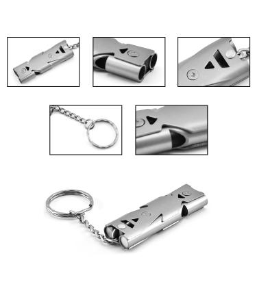Zeaybsr 2-Piece Stainless Steel Emergency Pipe 150dB Outdoor Survival Keychain for Camping & Hiking (Black & Gray) - Buy Online on SooperMarket.com