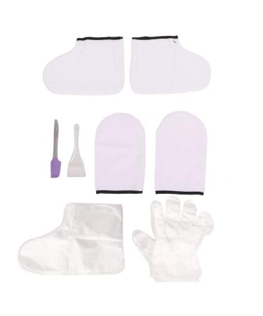 Paraffin Wax Hand Foot Cover Paraffin Bath Set with Purple Large Brush Spatula Soft Mitts Foot Cover Thermal Mitts Booties Paraffin Glove Liners Wax Hand Foot Care Set
