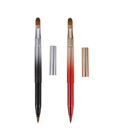 2Pcs Double- ended Lip Brush Retractable Makeup Brushes Portable Concealer Brush for Women Makeup