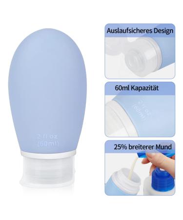 OPRET 4-Piece Silicone Travel Bottles Set - 60ml Leakproof Refillable BPA-Free Containers for Shampoo & Cream - TSA-Approved in Blue Green Pink & Gray - Buy Online on SooperMarket.com