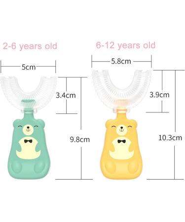 JENPECH Cute Bear/Duck Kids U-Shaped Toothbrush - Food Grade Soft Silicone Brush Head 360 Oral Teeth Cleaning Design for Toddlers and Children Yellow Bear 6-12 Years - Buy Online on SooperMarket.com
