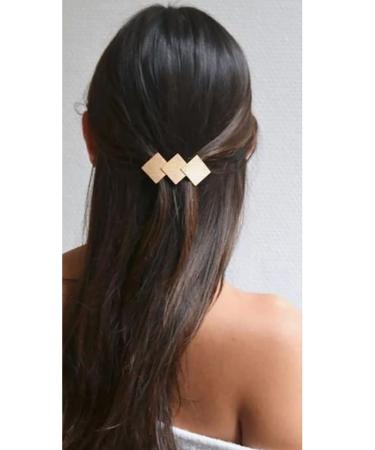 Prosy Vintage Small Overlapping Diamond Hairpin Metal Geometry Pitted Hair Barrettes Hair Clasp Hair Accessories Hair Clips for Women and Girls (Gold)