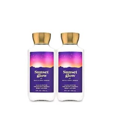 Bath and Body Works Sunset Glow Super Smooth Body Lotion Sets Gift For Women 8 Oz -2 Pack (Sunset Glow)