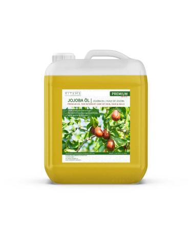 Kitahaba jojoba oil cold-pressed gold 5-liter 100% pure from natural jojoba fruits for skin care basic oil body oil skin oil massage oil & as a gentle baby oil care oil for skin & hair & nails 5 l (1 Pack)