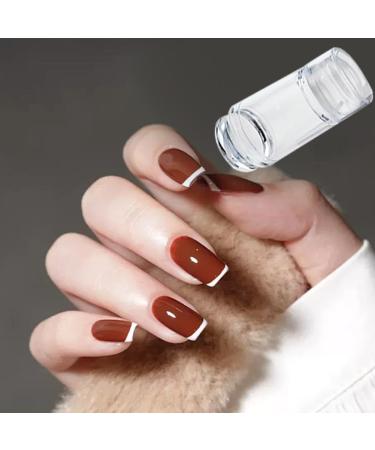 2 PCS Nail Stamp Double Sided Nail Art Jelly Stamper French Manicure Kit Silicone Nail Stamper French Tip with Scraper for Nails Manicure Tools - Buy Online on SooperMarket.com