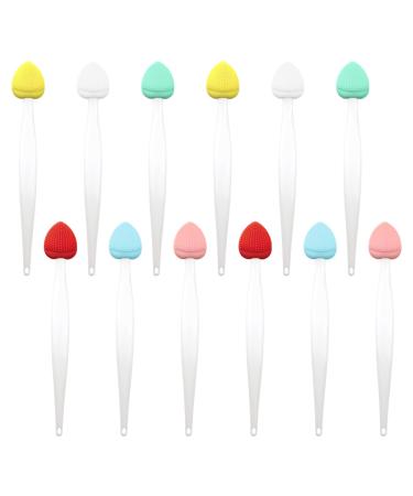 12 Pack Lip Scrub Brush Double-Sided Silicone Portable Lip Scrub Exfoliating Brush Cleaning Scrubber Travel Skincare Lip Cleaning Tool for Men Women Dark Lips