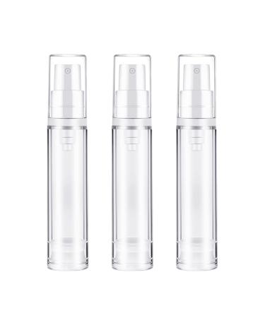 Cretty-Meet 3pcs Empty Airless Pump Bottle Refillable Clear Travel Lotion Pump Containers Vacuum Cosmetic Container Vacuum Press Pump Bottles for DIY Foundation Gel Essence Moisturiser (10Ml)