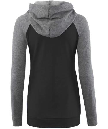 Love2Mi Maternity Nursing Hoodie - Black/Grey Sweatshirt Top for Breastfeeding - Buy Online on SooperMarket.com