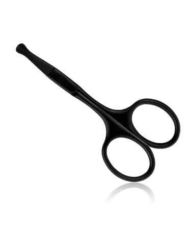 Nose Hair Scissors Small Facial Hair Scissors Stainless Eyebrow Scissors Nose Trimmer Round Tip Design for Facial Eyebrow Mustache Beard Eyelashes Ear (Black)