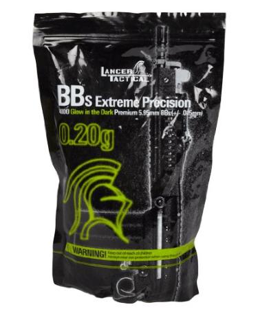 Lancer Tactical Airsoft Pellets BBS 6mm Glow-In-The-Dark Green Tracer 4000 Rds 0.20g airsoft BBs