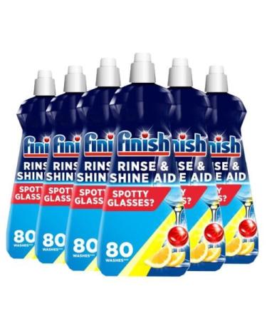 Finish | Finish Dishwasher Rinse & Shine Aid | Lemon| 400ml | For Drier Glasses and Spot Prevention (6 Pack)