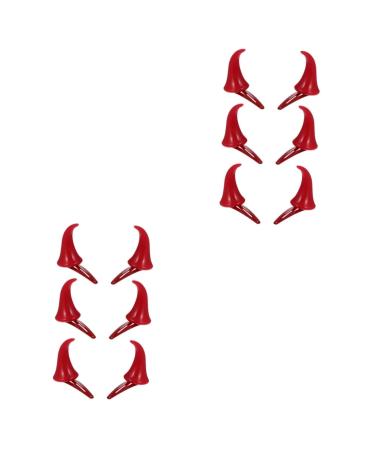 minkissy 6 Pairs Halloween Decorative Red Horn Barrettes Gothic Hair Clips Ox Horn Halloween Hair Clip Small Horn Hair Clips Red Horn Hair Clips Demon Horns Demon Hair Pin Headgear Cute
