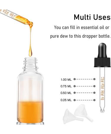 Bumobum 1 oz Clear Glass Eye Dropper Bottles for Essential Oils - 3 Pack with Labels and Funnel - Tincture Bottle 30 ml - Measured Dropper Included - Buy Online on SooperMarket.com