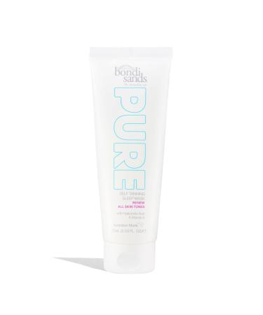 Bondi Sands Pure Self Tanning Sleep Mask Renew | Hyaluronic Acid & Vitamin A Formula Provides Hydrated Glowing Skin Non-Comedogenic Dermatologically Tested Vegan + Cruelty Free | 75 mL/2.53 Oz