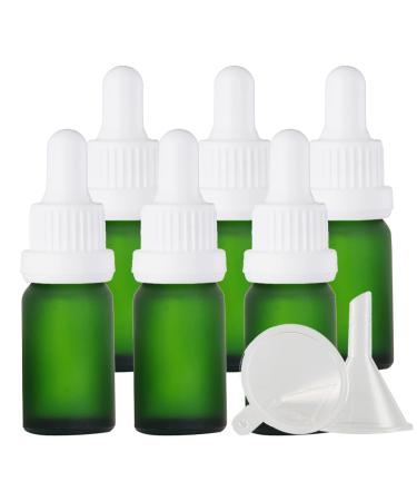 Zeoabsy 6 pieces 10 ml frosted green glass pipette bottle with white originality lock pipette ring empty clear glass bottle glass pipette drip bottle for essential oils aromatherapy 10ml green