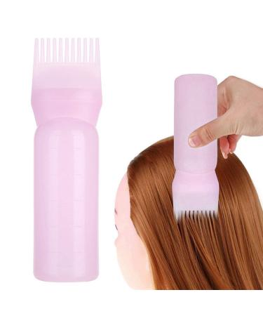 Dekaim Hair Dye Brush Bottle Hair Oil Applicator Bottle Toothed Hair Dye Bottle Root Comb Applicator Bottle Hair Dyeing Bottle Brush Shampoo Hair Color Oil Comb Applicator Tool(Pink)
