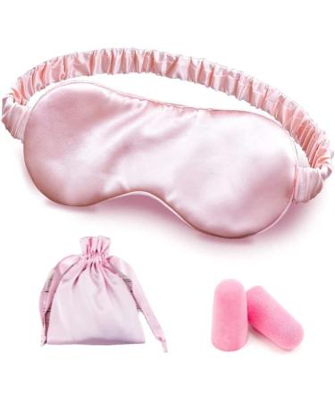 OneCut Sleep Eye Mask with Elastic Strap Headband  Lightweight Comfortable Soft Silk Like for Men Women Traveling (Pink)