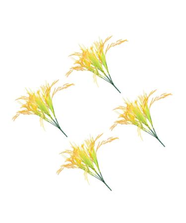 DECHOUS 4pcs 7 Simulated Rice Wheat Flower Natural Wheat Ears Flowers Artificial Wheat Stalks Wheat Decor Tall Wheat Ears Dried Flowers Fall Flower Bouquet Plastic Dining Table