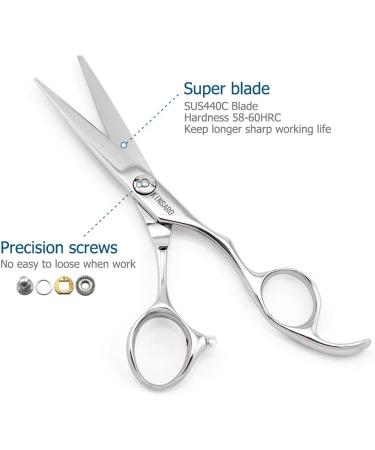 Kinsaro 5.5 Barber Scissors - Professional 440C Hair Cutting Shears with Silvery Convex Blades - Buy Online on SooperMarket.com