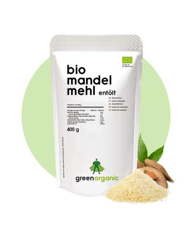 Bio Premium Almond flour-white Lower-Carb gluten-free vegan de-oiled protein-rich high-fiber paleo superfood sustainable and fairly grown (400g) 400 g (1 Pack)