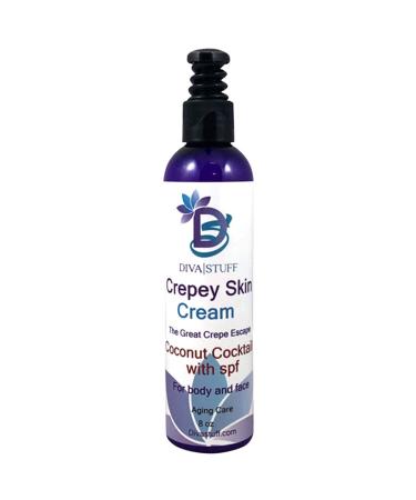 Diva Stuff Crepey Skin Body & Face Cream with Hyaluronic Acid Alpha Hydroxy and more for Dry & Damaged Skin 8oz - Coconut Cocktail (Made in the USA)