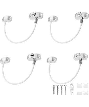 eSynic Popular 4Pcs Window Restrictors Window Door Restrictor Child Baby Safety Window Restrictor Locks Window Locks for UPVC Kids Window Catch with Keys Perfect for Home Public Applications-White Style-B