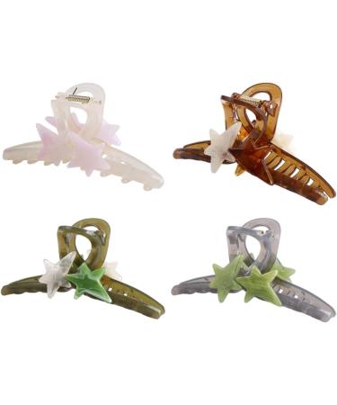 Vctitil Five-pointed Star Acrylic Hair Claws Hair Clips Ponytail Holders Shark Clip Barrettes Hair Accessories for Women Girl Thin Thick Hair(pink) - Buy Online on SooperMarket.com