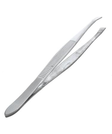 Tweezers for eyebrows depilatory tip carbon steel inclined 9 cm color silver