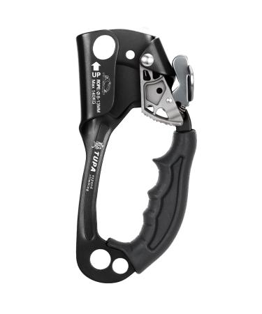Lixada Climbing Hand Ascender 8-13mm Vertical Rope Access with Ergonomic Rubber Handle CE Certified Strong Rappelling Gear Equipment for Rock Climbing Tree Arborist, Rescue Caving Black-Right Hand