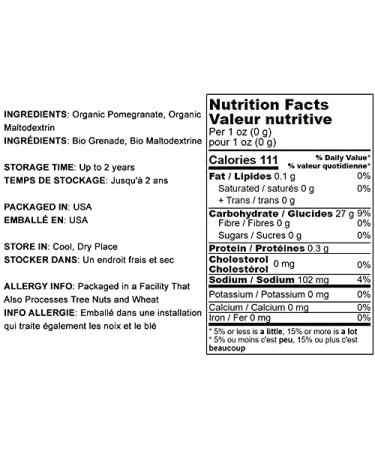 Organic Pomegranate Powder 1lb | Non-GMO, Unsulfured, Raw Dried Fruit - Vegan Bulk Blend for Juices, Smoothies, Yogurts | No Sulphites, Contains Maltodextrin | Great for Instant Breakfast Drinks - Buy Online on SooperMarket.com