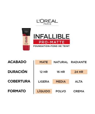 L'Oreal Infallible Pro-Matte Foundation 102 Shell Beige - Long-Lasting & Shine Control - Buy Online on SooperMarket.com