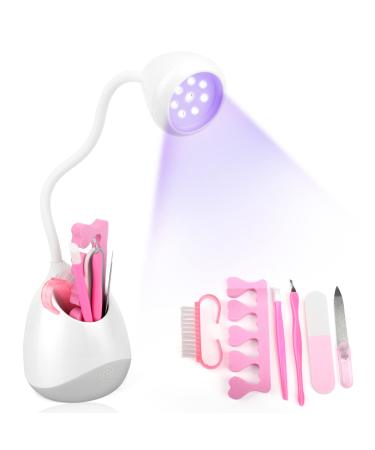 LIONVISON UV Nail Lamp 36W Mini Nail Dryer Quick Dry for Nail Polish 360 Rotation Portable LED Gel Nail Lamp Cure Light with Nail Accessories Storage for Home Nail Salon Manicure