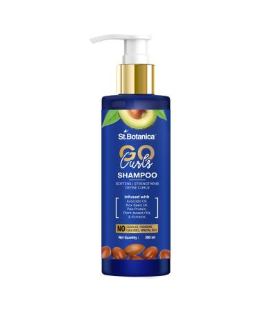StBotanica GO Curls Hair Shampoo - With Avocado Oil Flaxseed Oil Pea Protein No SLS/Sulphate Paraben Silicones Colors 200ml