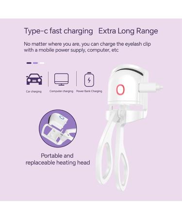 Bntaomle Electric Eyelash Curler USB Charging Model Fast Heating Portable Eye Lash Perm Lasting Curling Thermal Eyelash Clip A White - Buy Online on SooperMarket.com