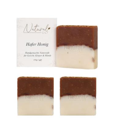 3x natural cilt oat honey soap - 100% natural soap - without questionable ingredients - certified - handmade - shower soap for all skin types - shower gel - Natural food metics oats honey 100 g (3 Pack)