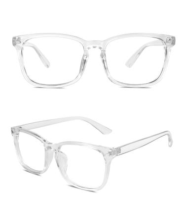 GQUEEN Horn-rimmed glasses without prescription fake glasses nerd glasses women men UV400 PE2 1 Transparent
