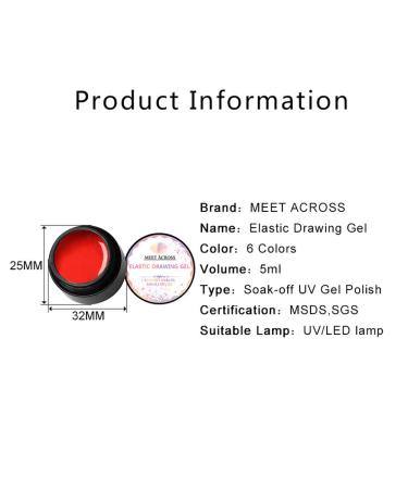 MEET ACROSS 6 Colors Spider Gel for Nail Art - Elastic Drawing Gel for UV LED Nails - DIY Manicure Kit with Brushes - Buy Online on SooperMarket.com