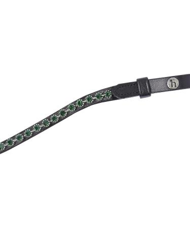 HORZE Noir Leather Bow-Shaped Horse Browband with Crystal Details - Black/Green - Horse - Buy Online on SooperMarket.com