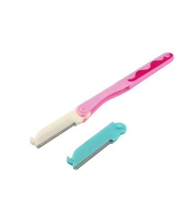 Ruilogod Ladies Women Blue Pink Plastic Head Brow Eyebrow Razor Tool Set