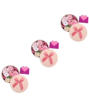 ABOOFAN 3pcs Preserved Flower Decoration Wedding Ceremony Decorations Wedding Favors Christmas Decor Rose Scented Soap Rose Shaped Soap Scented Soap Rose Petals Flower Arrangement Soap 16.2X16.2X8.2CMx3pcs Pinkx3pcs