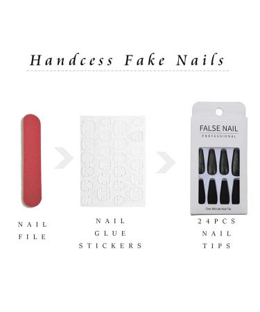 Handcess Halloween Coffin Fingernails - Matte Extra Long Black Acrylic Ballerina Press-On Nails for Women & Girls - 24 Pieces - Buy Online on SooperMarket.com