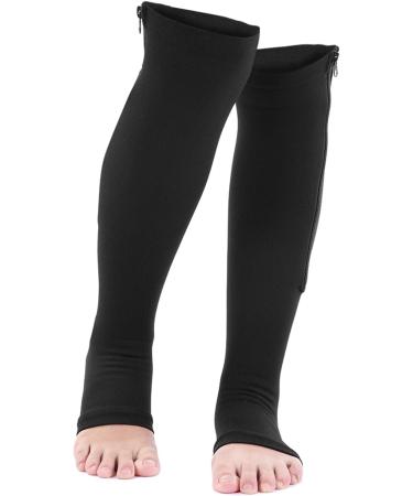 Calf Compression Stockings for Men & Women | Knee Support Socks for Varicose Vein Relief | Breathable Elastic Footstulps for Lymphedema (S/M) - Black - Buy Online on SooperMarket.com