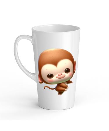 White Ceramic Baby Monkey Mug - Large 483 ml Perfect for Hot Chocolate or Milk Fun and Easy to Use