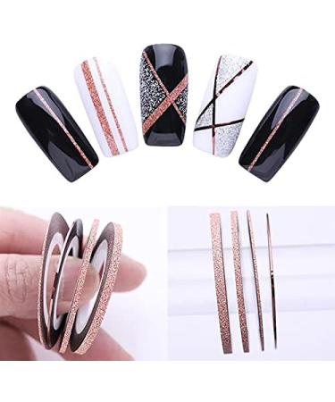 4 Rolls(One roll per size) Glitter Nail Art Striping Tape Lines Width 1+2+3mm-Striping Tape for Nail Art-Nail Striping Tape Foil-Nail Striping Tape Thick-Nail Striping Tape with Dispenser-Self-Adhesive DIY Nail Art Tape - Buy Online on SooperMarket.com