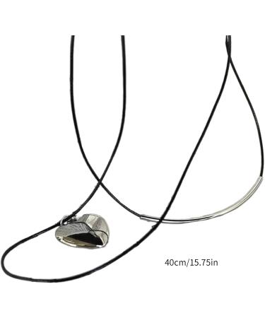 Shop Oralgos Fashionable Heart Pendant Necklace - Double-Layer Leather Cord Adjustable Women's Accessory - Buy Online on SooperMarket.com