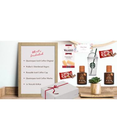 Temas Iced Coffee Snack Gift Bundle Includes Quarterpast Iced Coffee Original & Iced Mocha Short Bread Biscuit Reusable Coffee Cup & Nescafe KitKat - Buy Online on SooperMarket.com