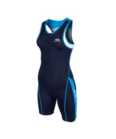 Aropec Women's Triathlon Panther Lycra Triathlon Suit One Piece Navy/Turquoise/White Size XS S navy blue