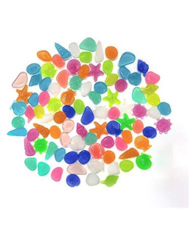 Yisscen colorful light stones 90 pieces of bright stones starfish shell shell glow stones light stones pebble stones for aquariums children's room decoration garden sidewalk (mixed color)