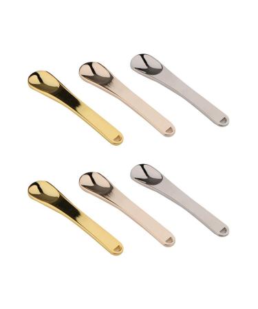 6 Pieces Mask Spatulas Makeup Spatula Applicator Cosmetic Spatulas Mini Beauty Scoop Facial Cream Mask Spoon Cosmetic Spatula Makeup Spatula Facial Mask Cream Spoon(Rose gold Silver Golden)
