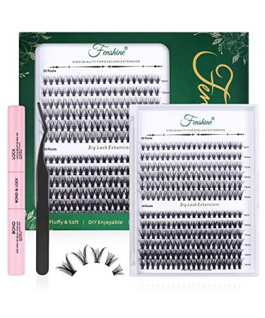 Fenshine Cluster Eyelash Extensions 240pcs 20D/40D Cluster Eyelashes Mixed  Natural False Eyelashes Cluster Soft Individual Lashes Clusters Mix 9-14mm 240Pcs 0.07D Curl 20D+40D Lashes Extension Kit